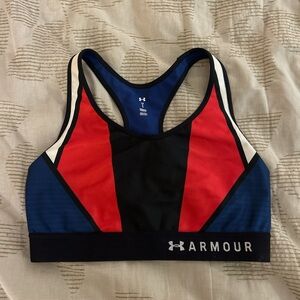 Under Armour Women's Colorblock Sports Bra - Red, White and Blue